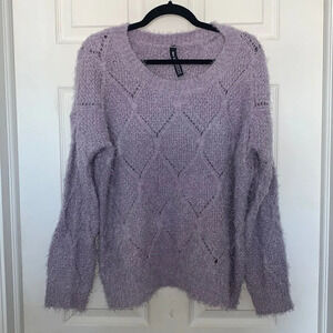 Design Lab Purple Lilac Fuzzy Sweater Size L